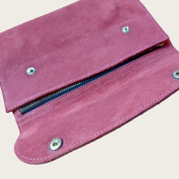 🌼4/$30 Vintage Burnt Red Leather Travel Jewelry Storage Pouch - Picture 6 of 7